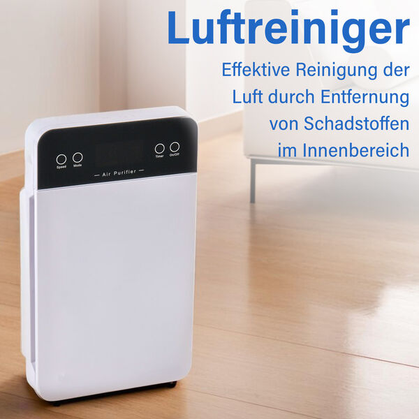 Luftreiniger mit HEPA-Filter und Aktivkohle, LCD-Display, Fernbedienung, Weiß image number 2