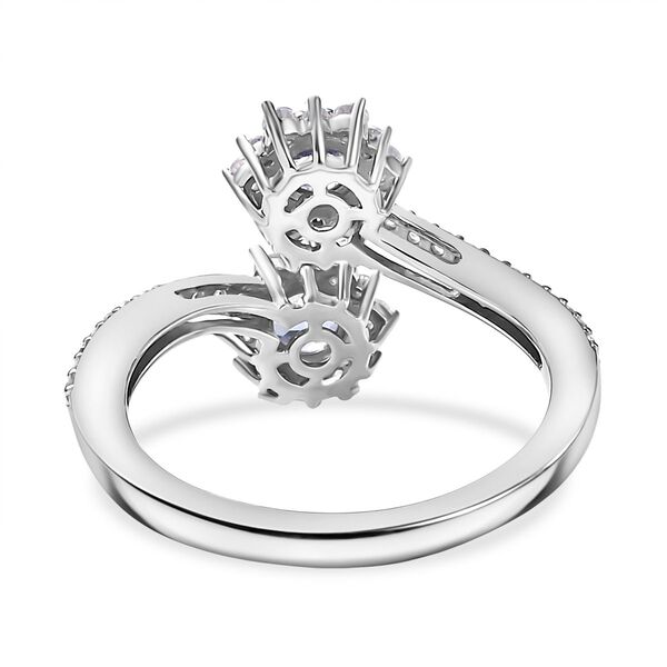 Tansanit, Weißer Zirkon Ring 925 Silber rhodiniert (Größe 20.00) ca. 1,06 ct image number 6