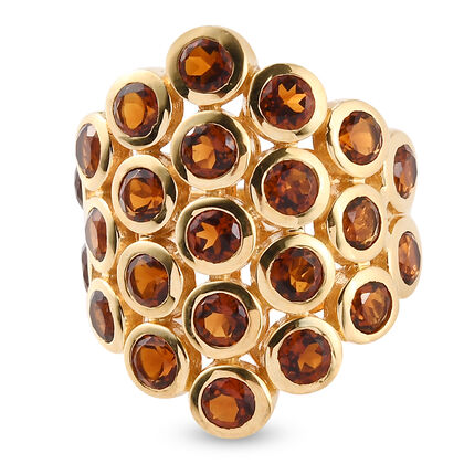 Madeira Citrin Ring 925 Silber vergoldet (Gr&ouml;&szlig;e 16.00) ca. 3,77 ct