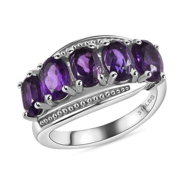 Afrikanischer Amethyst Ring Edelstahl (Gr&ouml;&szlig;e 16.00) ca. 2,07 ct image number 3