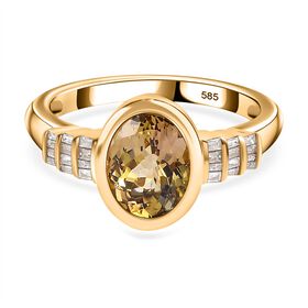 AAA natürlicher goldener Tansanit und Diamant Ring in 585 Gold - 2,14 ct.