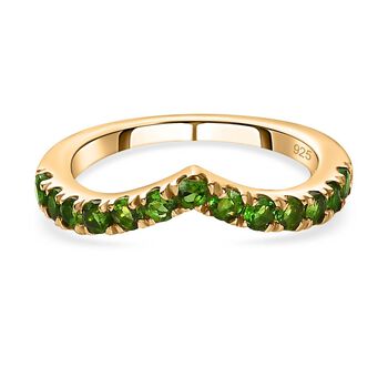 Nat&uuml;rlicher Chromdiopsid Ring, 925 Silber Gelbgold Vermeil (Gr&ouml;&szlig;e 20.00) ca. 0.86 ct