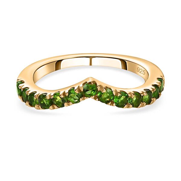 Nat&uuml;rlicher Chromdiopsid Ring, 925 Silber Gelbgold Vermeil (Gr&ouml;&szlig;e 20.00) ca. 0.86 ct