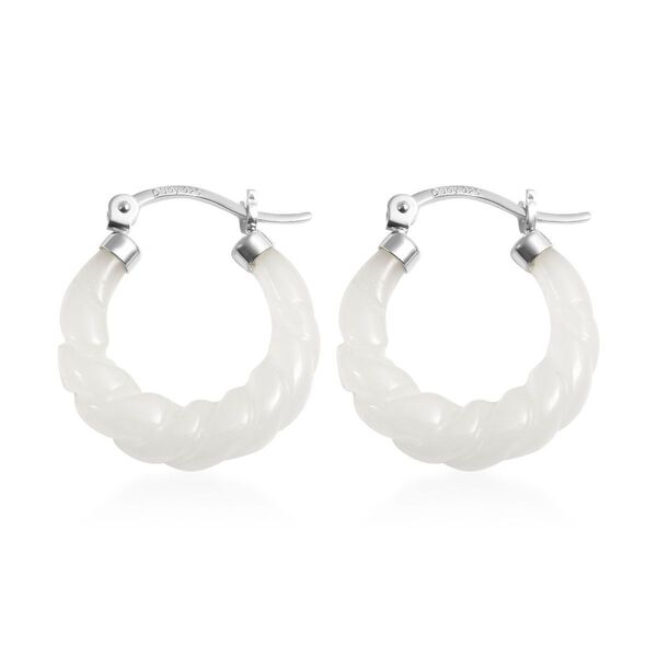 Wei&szlig;e Jade Ohrringe 925 Silber rhodiniert ca. 18.50 ct image number 4