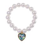 Weiße Muschelkernperle, Abalone Muschel Armband BR-Stretch Standard gelb vergoldet