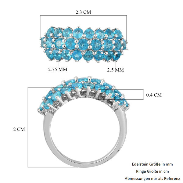 Neon Apatit Cluster Ring 925 Silber Platin-&Uuml;berzug image number 6