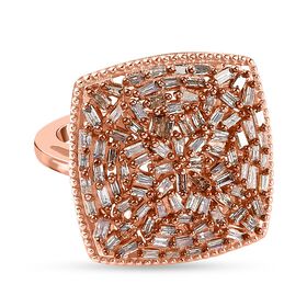 Natürlicher Champagner Diamant Ring, 925 Silber Roségold Vermeil (Größe 18.00) ca. 1.00 ct