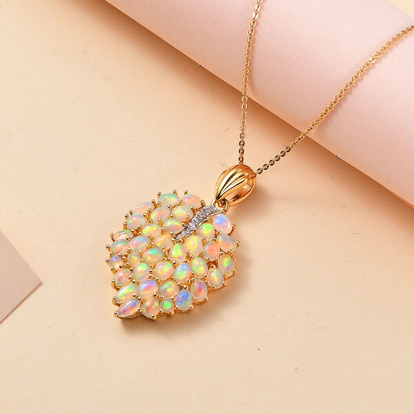 AA nat&uuml;rlicher, &auml;thiopischer Welo Opal und Zirkon Anh&auml;nger mit 45cm Kette - 3,06 ct. image number 10