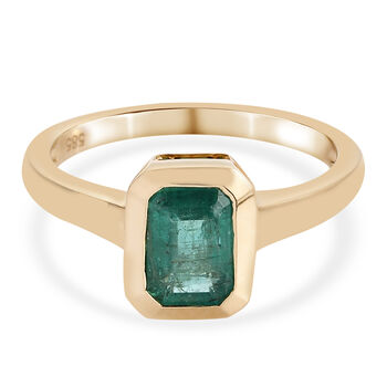 AAA sambischer Smaragd Solit&auml;r-Ring, 585 Gelbgold (Gr&ouml;&szlig;e 16.00) ca. 0,96 ct