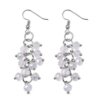 2er Set - Mehrreihige Wei&szlig;e Kristall Perlen Halskette und passende Ohrringe