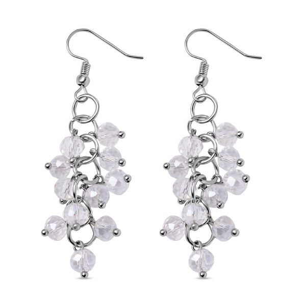 2er Set - Mehrreihige Weiße Kristall Perlen Halskette und passende Ohrringe image number 2