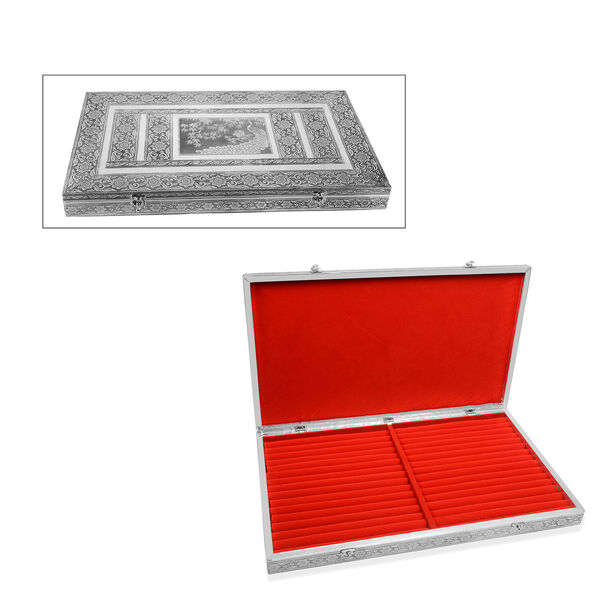 Handgefertigter Ring Koffer mit Aluminium Prägung, 56x33x5 cm, Pfau image number 11