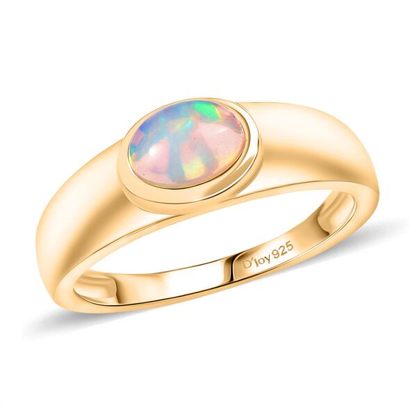D'Joy AA Natürlicher, äthiopischer Welo Opal Ring 925 Silber 750 Gelb Vergoldet (Größe 17.00) ca. 0,53 ct image number 3