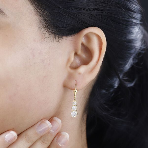 Moissanit Ohrringe, 925 Silber 750 Gelbgold Vermeil - 1,61 ct. image number 2