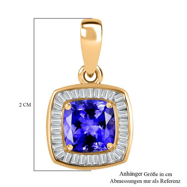 AAA Tansanit und Diamant Anh&auml;nger in 585 Gelbgold - 1,59 ct. image number 5