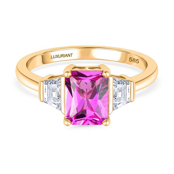 LUXURIANT DIAMANT - AAA Lab Created Rosa Saphir, Lab Grown Diamant Ring 585 Gold (Größe 17.00) ca. 2,26 ct image number 0