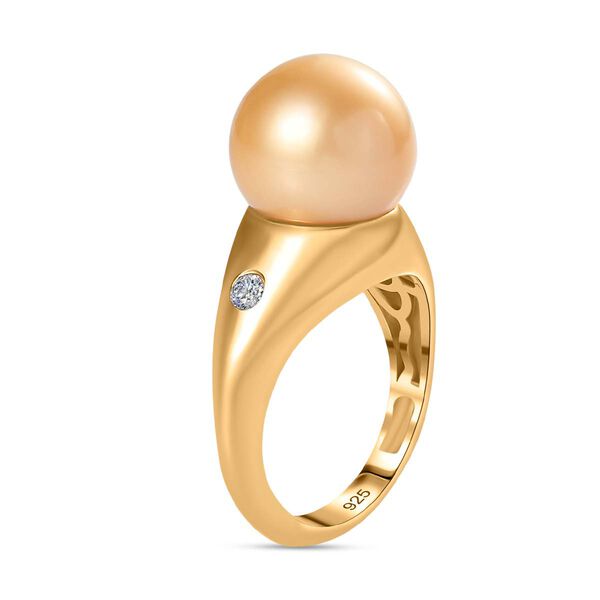 AA goldener S&uuml;dseeperlen- und Moissanit-Ring - 12,65 ct. image number 5
