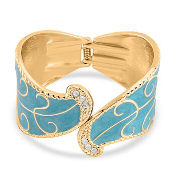 Wei&szlig;er Kristall Armreif ca. 18 cm Legierung emailliert