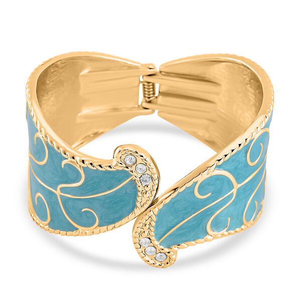 Wei&szlig;er Kristall Armreif ca. 18 cm Legierung emailliert