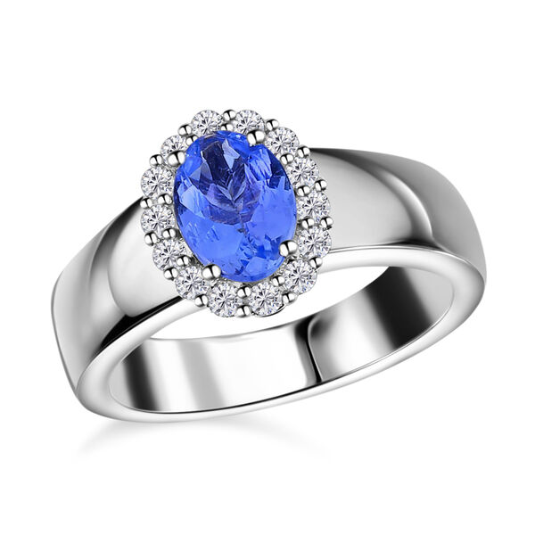 Tansanit und Zirkon-Halo-Ring - 1 ct. image number 5