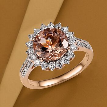 AAA Morganit, Wei&szlig;er Diamant Ring 417 Gold (Gr&ouml;&szlig;e 19.00) ca. 3,92 ct