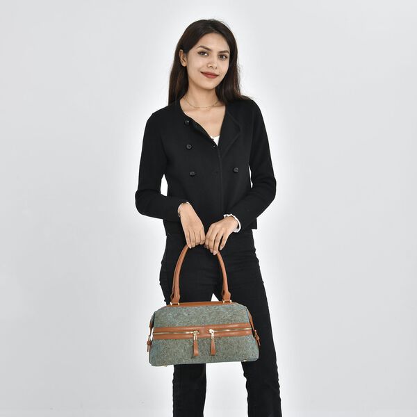 Handtasche aus Naturkork mit RFID-Schutz, Grün image number 1