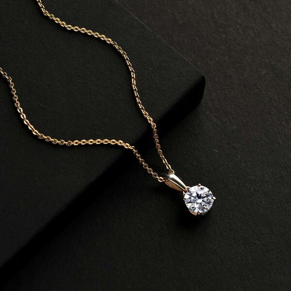 LUXURIANT DIAMOND- SGL zertifizierter VS-EF Labor Diamant Anh&auml;nger und Ohrringe in 375 Gelbgold image number 8