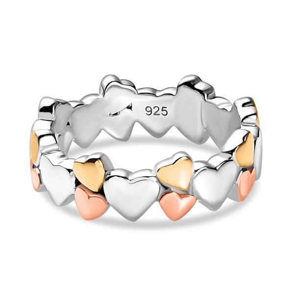 Dreifarbiger Bandring mit Herzmotiven image number 8