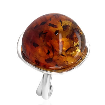 Baltischer Bernstein-Ring, 925 Silber (Gr&ouml;&szlig;e 16.00)