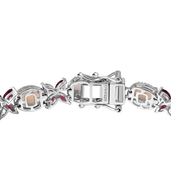 Mystic Meadow - D joy Nat&uuml;rlicher, &auml;thiopischer Welo Opal, Rhodolith Granat Armband ca. 20 cm 925 Silber rhodiniert ca. 13,52 ct. image number 3