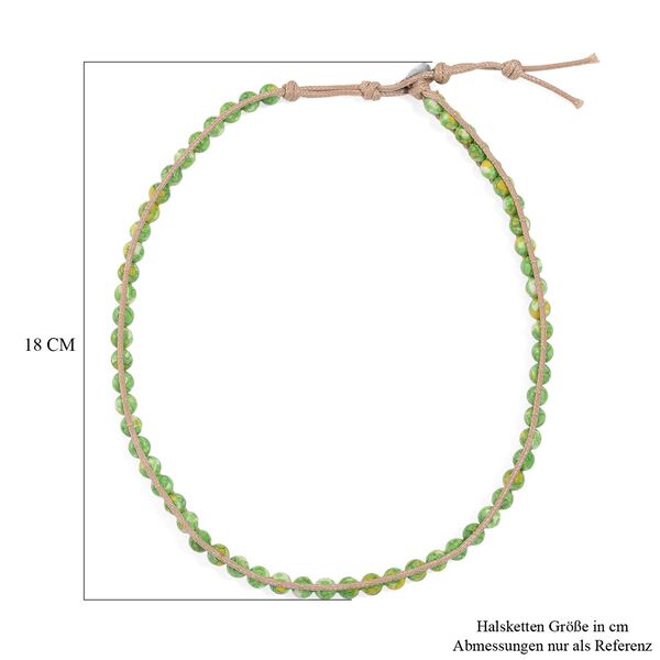 Flexible gr&uuml;n-gelbe Regenblumen-Yuhua-Quarzit Halskette - 80 ct. image number 6