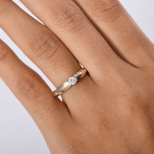Lab Grown Diamant SI Ring 925 Silber Rhodiniert und 750 Gelbgold Vermeil (Größe 18.00) ca. 0,50 ct image number 2