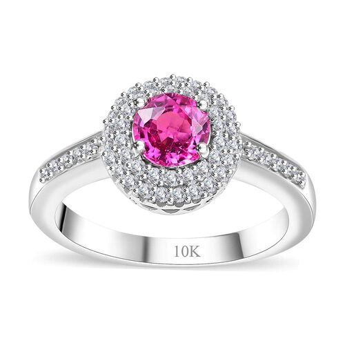 Zertifiziert und geprüft AAA Rosa Saphir und Diamant Ring in 417 Weißgold - 1 ct image number 0