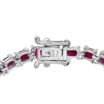 Nat&uuml;rlicher burmesischer Rubin Armband ca. 19 cm 925 Silber rhodiniert ca. 9.16 ct