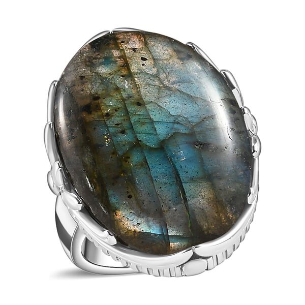 Labradorit Ring, Edelstahl (Gr&ouml;&szlig;e 16.00) ca. 25.28 ct image number 4