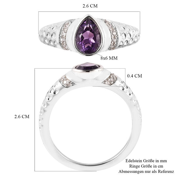 Uruguay Amethyst und Zirkon Ring Rhodium-&Uuml;berzug image number 6