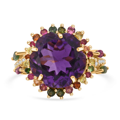 AA Afrikanischer Amethyst, Multi-Turmalin und Zirkon Ring - 10,91 ct. image number 0