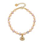 Mehrfarbige Süßwasser Perle, Zirkonia Armband ca. Flexibles cm Messing Standard