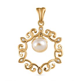 Süßwasserperlen und Zirkon-Anhänger - 6,69 ct.