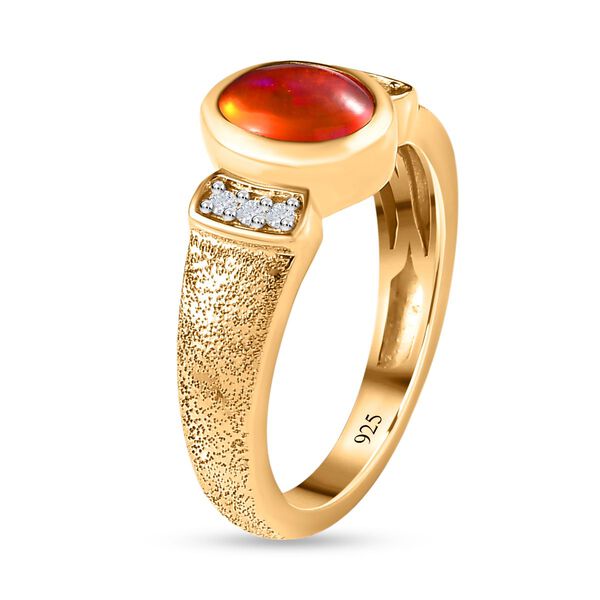 AA orange äthiopischer Welo Opal und Zirkon-Ring - 0,85 ct. image number 5