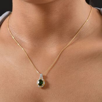 D'Joy Nat&uuml;rlicher Chromdiopsid, Gelber Saphir Schmuckset ca. 50 cm 925 Silber 750 Gelbgold Vermeil ca. 2.58 ct