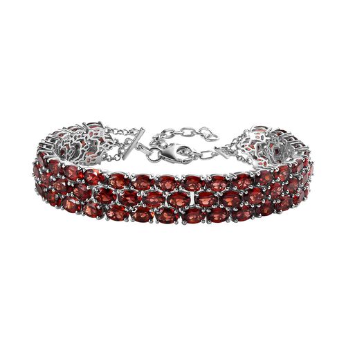 Natürlicher Mosambik Granat Armband ca. 18 cm 925 Silber rhodiniert ca. 40.18 ct image number 0