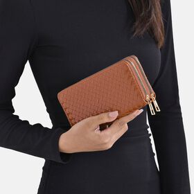 Elegantes RFID-Schutz Brieftasche in Braun mit geprägtem Webmuster