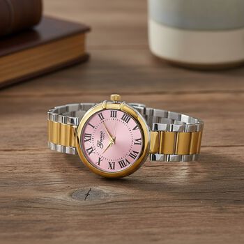 GENOA - Uhr mit Automatikwerk Dandong und Zifferblatt in Ros&eacute;rosa, luxuri&ouml;ses Design, bicolor