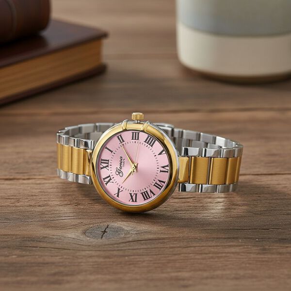 GENOA - Uhr mit Automatikwerk Dandong und Zifferblatt in Ros&eacute;rosa, luxuri&ouml;ses Design, bicolor image number 2