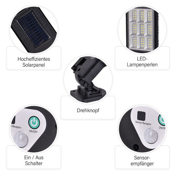 Sensor-Solar-Stra&szlig;enlampe Material, Solar-LED, mit Fernbedienung, schwarz image number 13