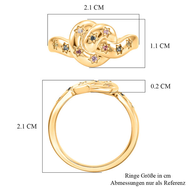 D'Joy Mehrfarbig Saphir Ring 925 Silber 750 Vergoldet (Gr&ouml;&szlig;e 17.00) ca. 0,11 ct image number 6