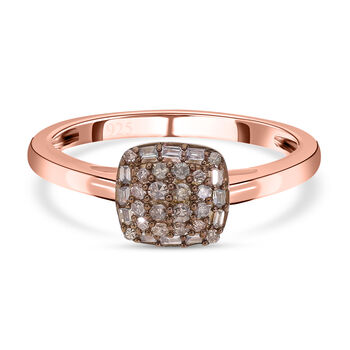 Nat&uuml;rlicher Champagner Diamant Ring, 925 Silber Ros&eacute;gold Vermeil (Gr&ouml;&szlig;e 16.00) ca. 0.25 ct