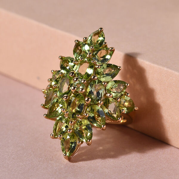 Natürlicher Peridot-Ring, 925 Silber vergoldet  ca. 9,49 ct image number 2