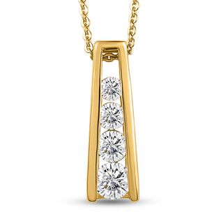 Moissanit-Anhänger mit Kette, 925 Silber vergoldet ca. 0,55 ct